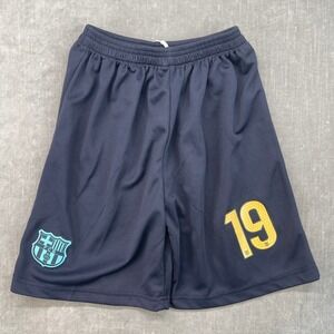 FC Barcelona Kids Size 4-6 Small Navy Blue Soccer Shorts Number 19 Mesh